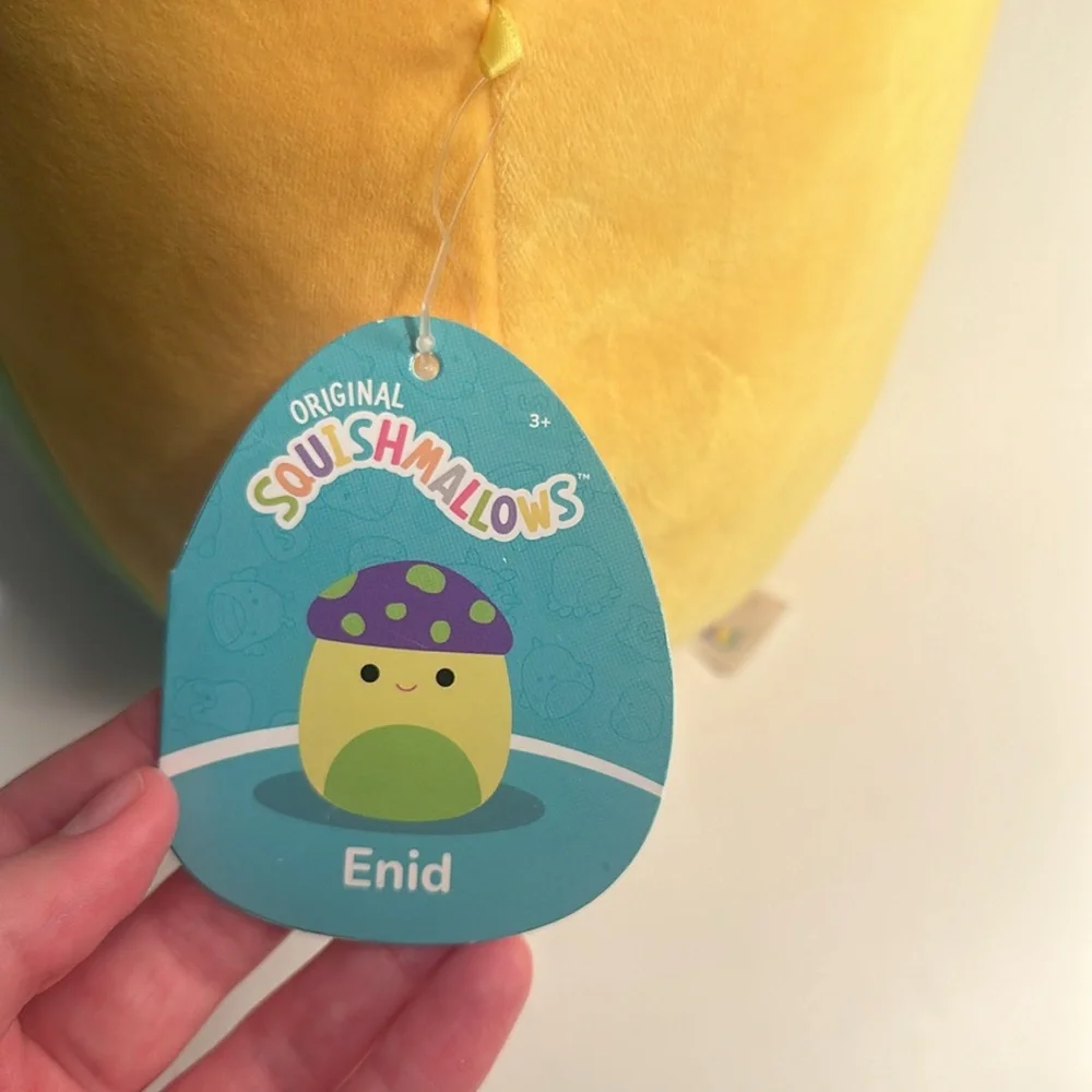 Enid the Neon Yellow Mushroom- 12” plush NWT Purple green spots - Picture 6 of 13